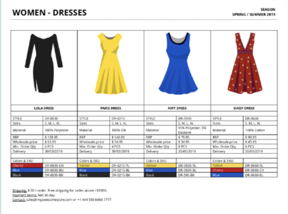line sheet - student project