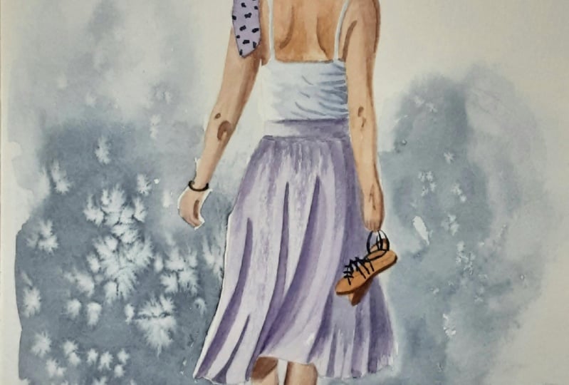 Female figure in watercolour