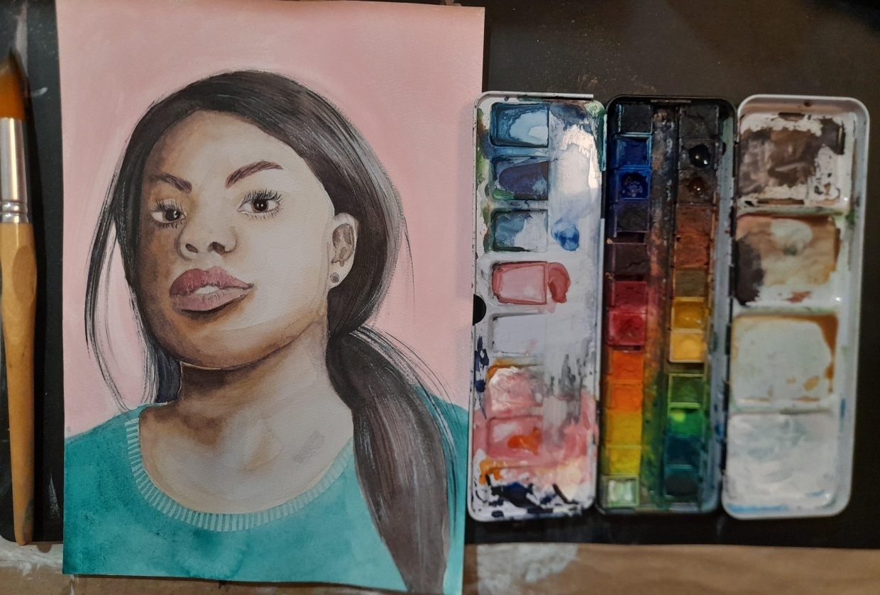 watercolour portrait - student project