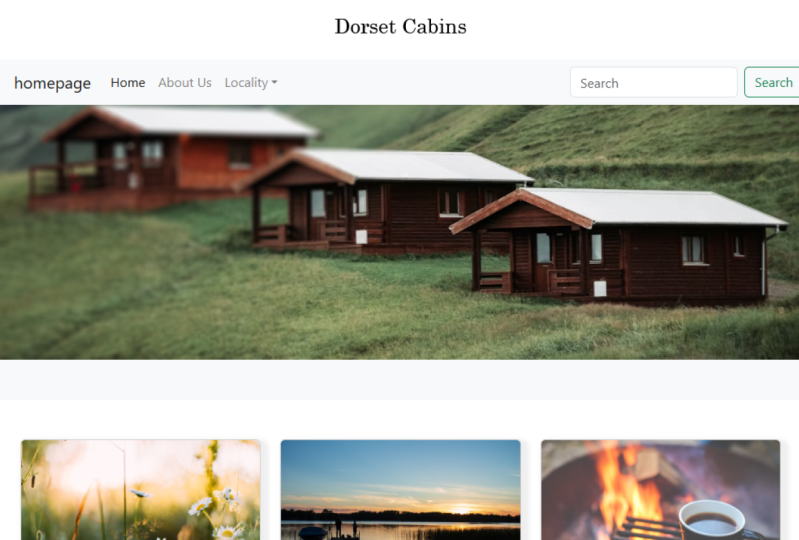 Website for a countryside cabin retreat