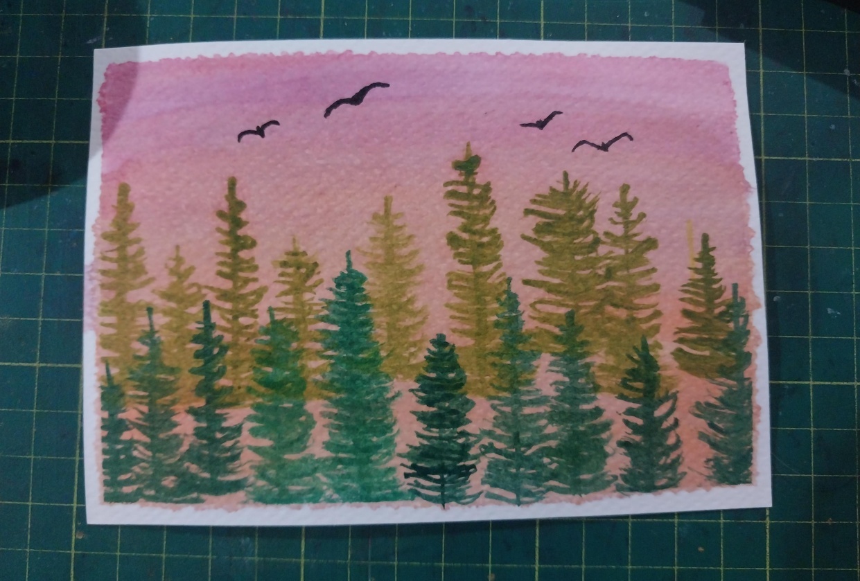 Watercolor trees - student project