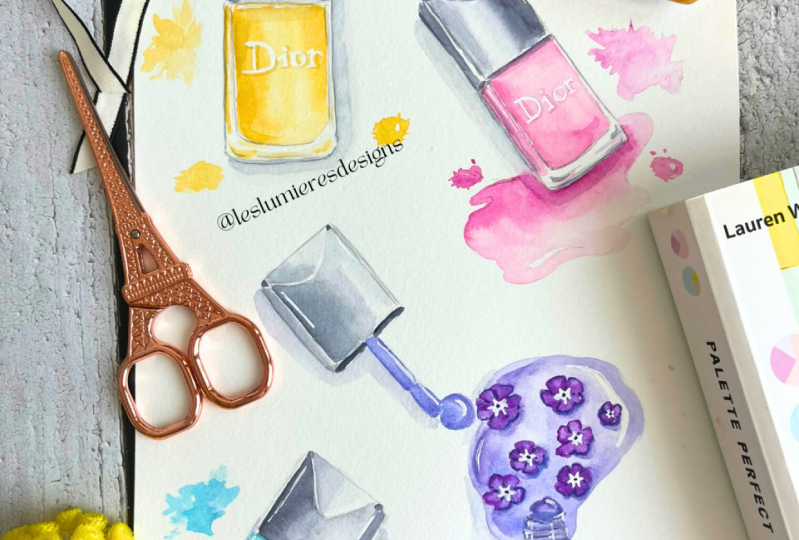 Fashion Illustration- Watercolor Beauty Products