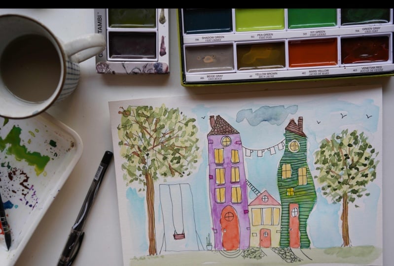 My Wonky Whimsical Watercolor House