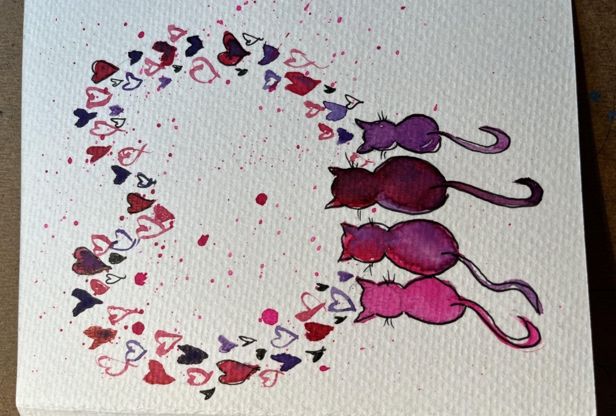 Valentine Cat Family - student project