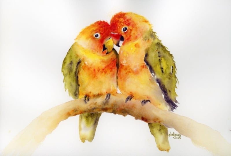 Lovebirds snuggled together!