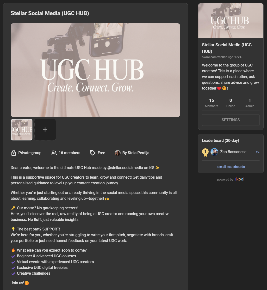 I created a community for UGC creators - student project
