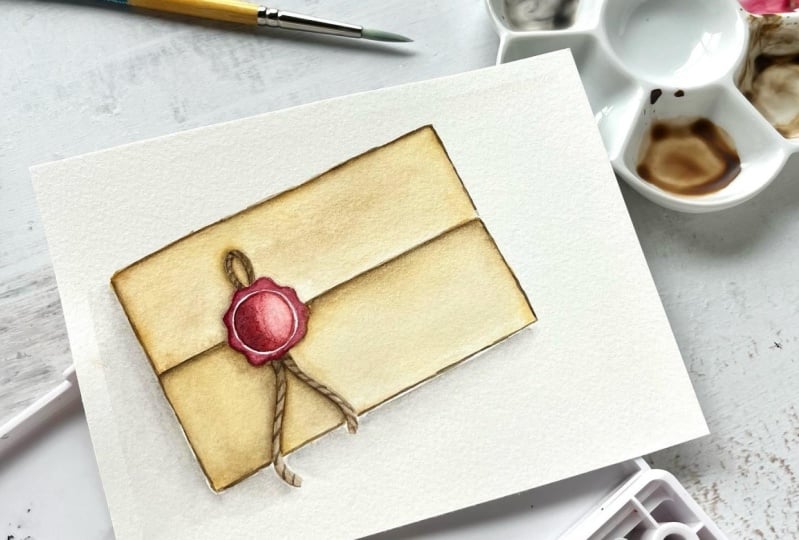 “Romantic Watercolor Envelope” Class by Daniela Mellen