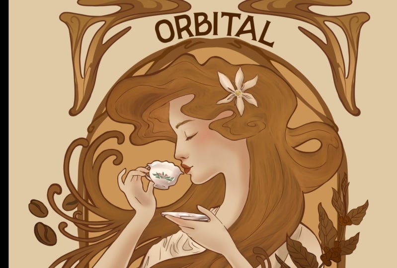 Orbital Coffee - Art Nouveau Poster