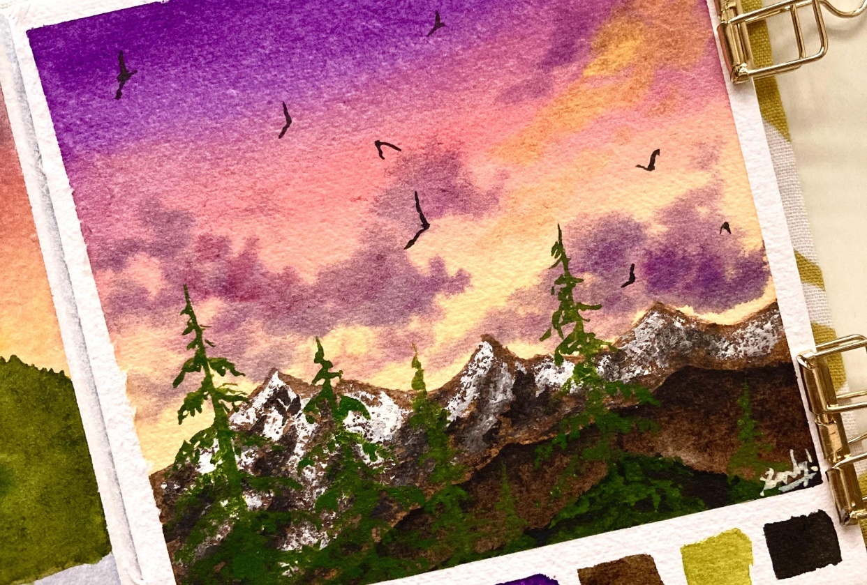 15 day watercolour challenge - student project