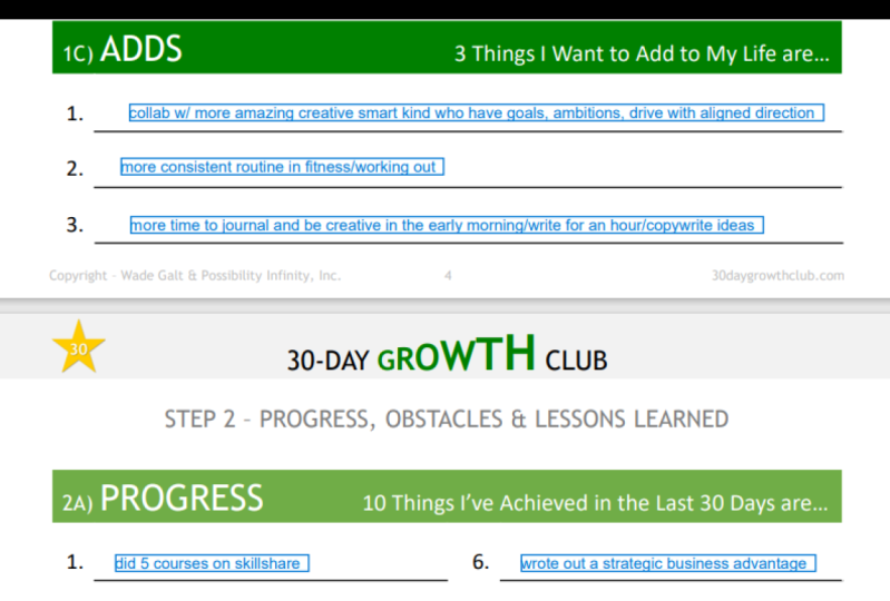 Here’s a Glimpse of My 30-Day Worksheet!