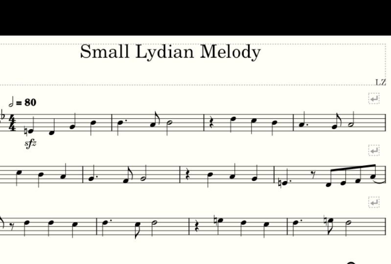Class assignment - a small lydian melody