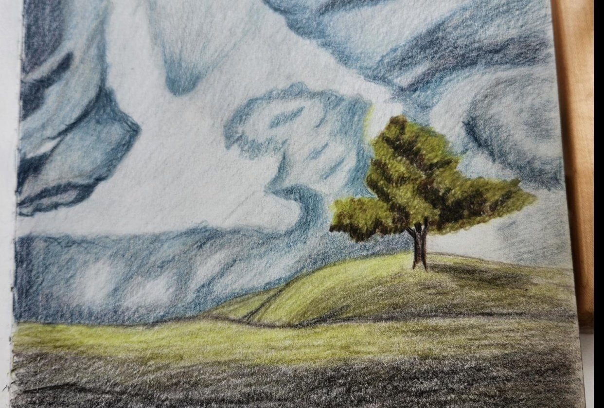 Cómo dibujar un paisaje con lápices de colores: dibujos realistas | Gemma  Chambers | Skillshare, image size:1242x839