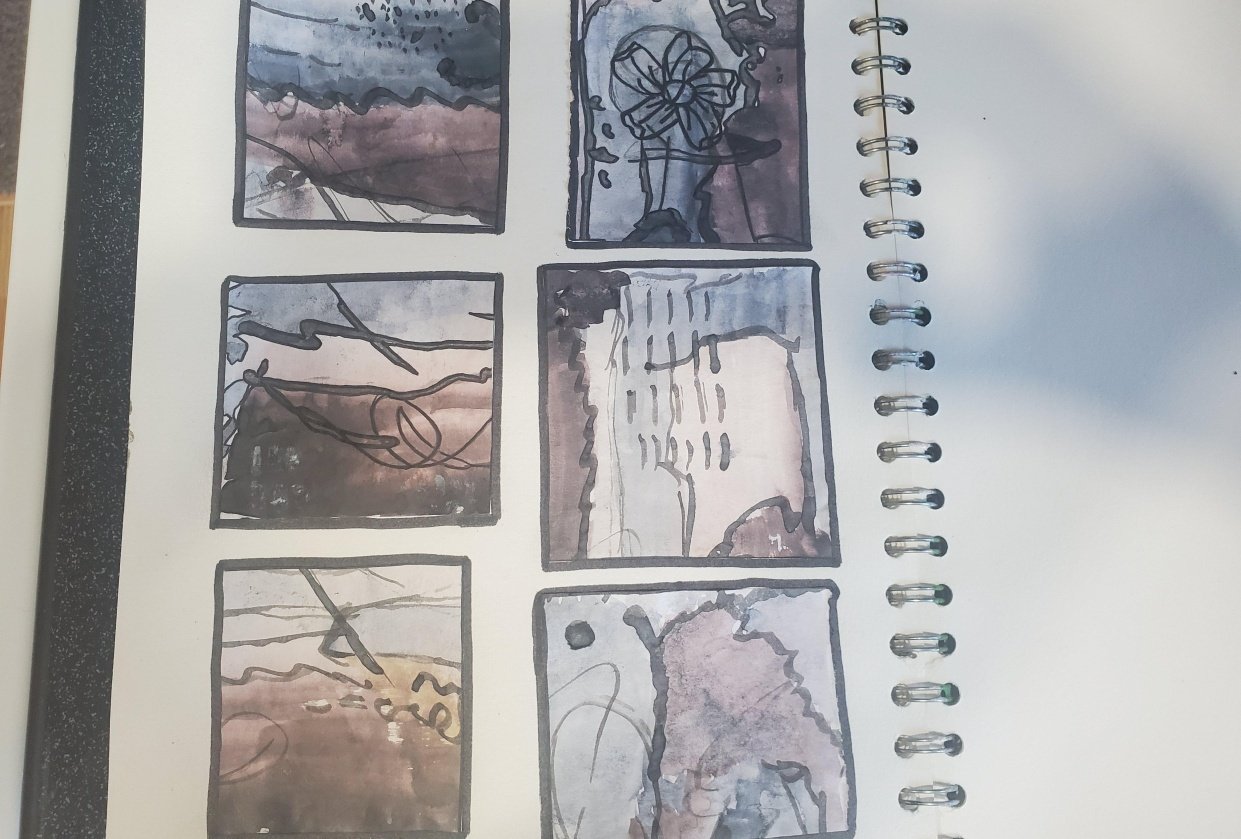 Abstract Graphite Watercolors - student project