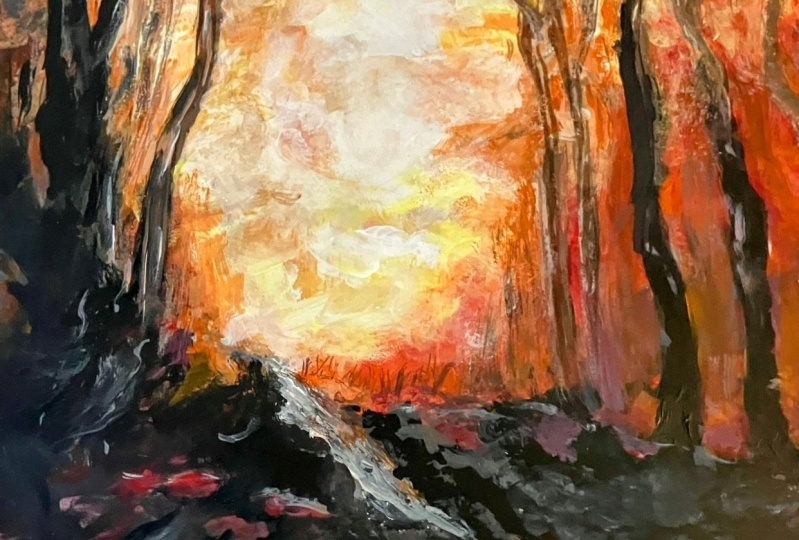 Free Expression - Painting Sunset Path by Sue Zeller