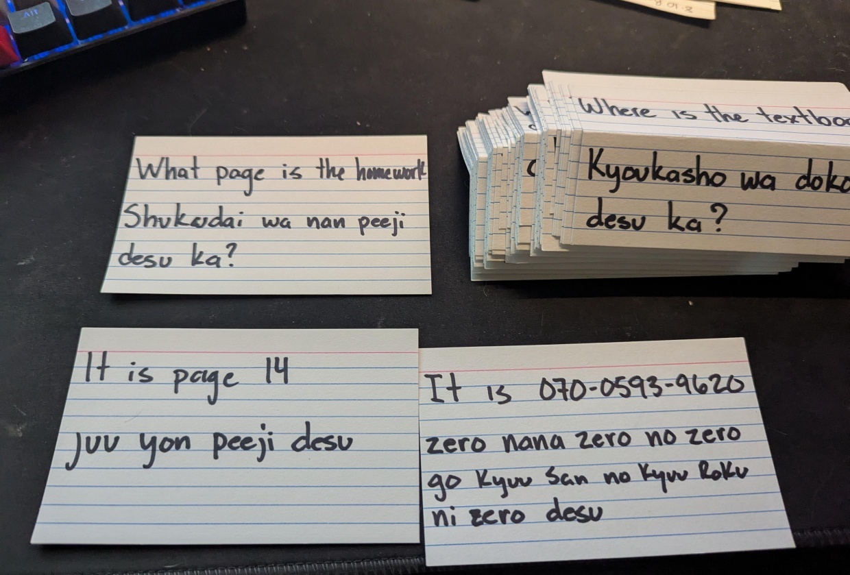 Practice with Index Cards - student project