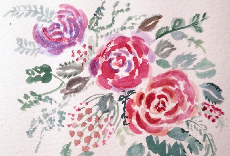 Roses bouquet in easy loose style
