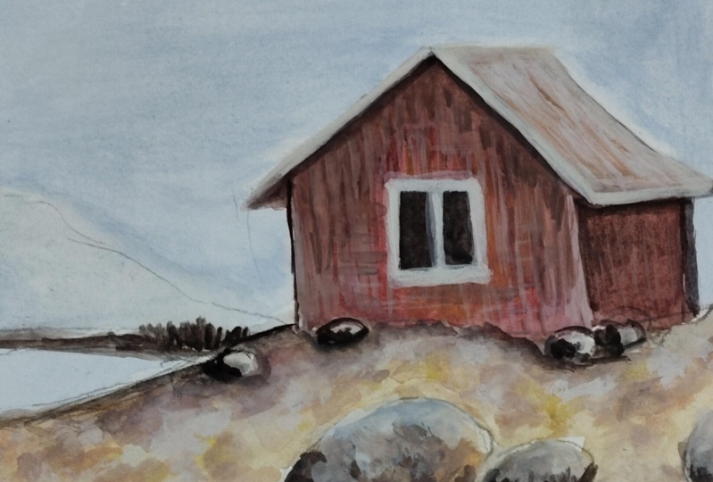 Gouache Landscape with rock study