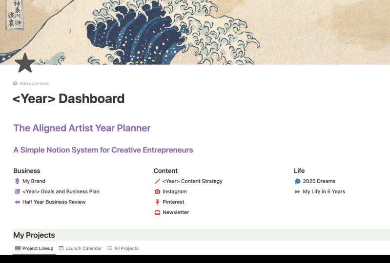 My Year Planning Dashboard - SAMPLE PROJECT