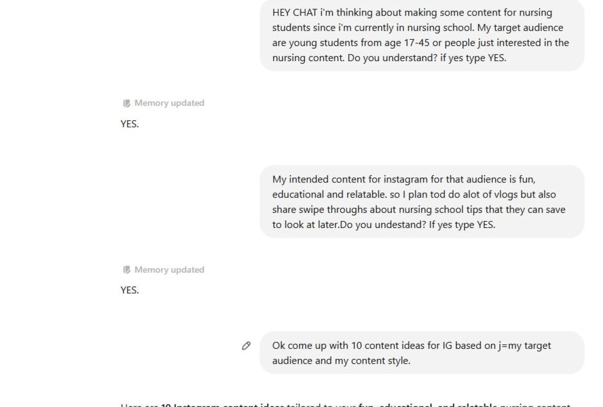 Chat gpt for content creators - student project