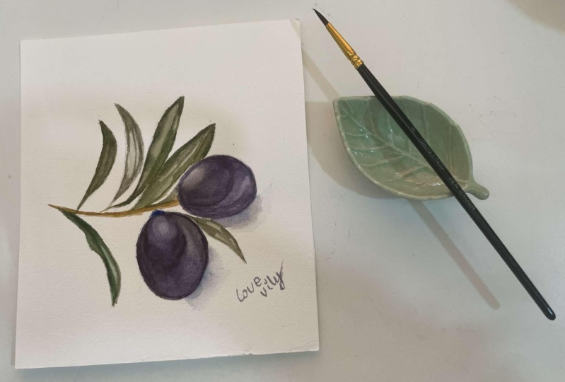olives in watercolor