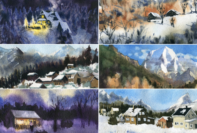 I painted these snow landscapes in under an hour!