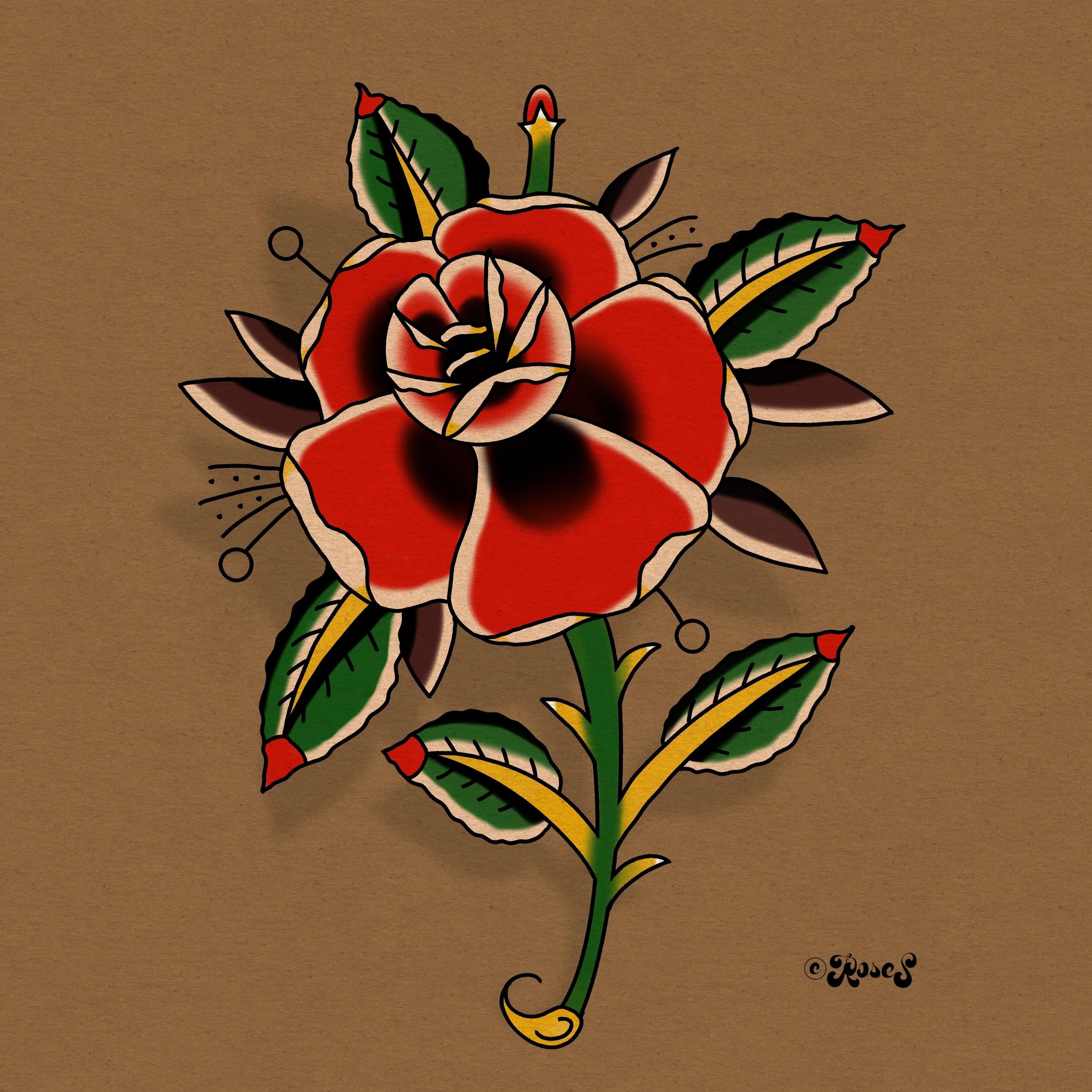 Old School Rose Tattoo - student project