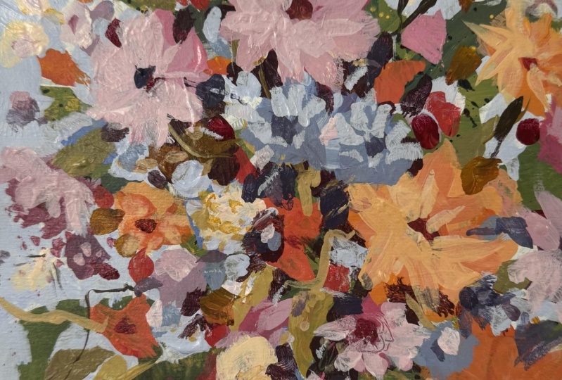 Painting flowers in acrylic