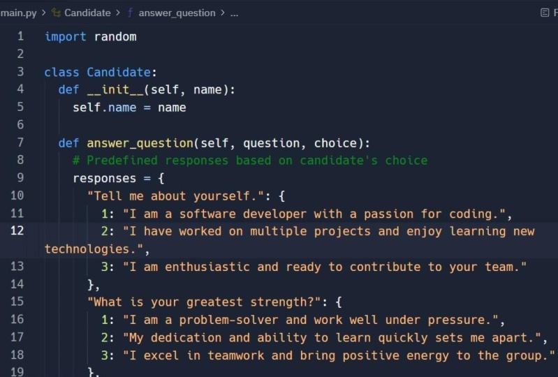 A Simple Interview Program