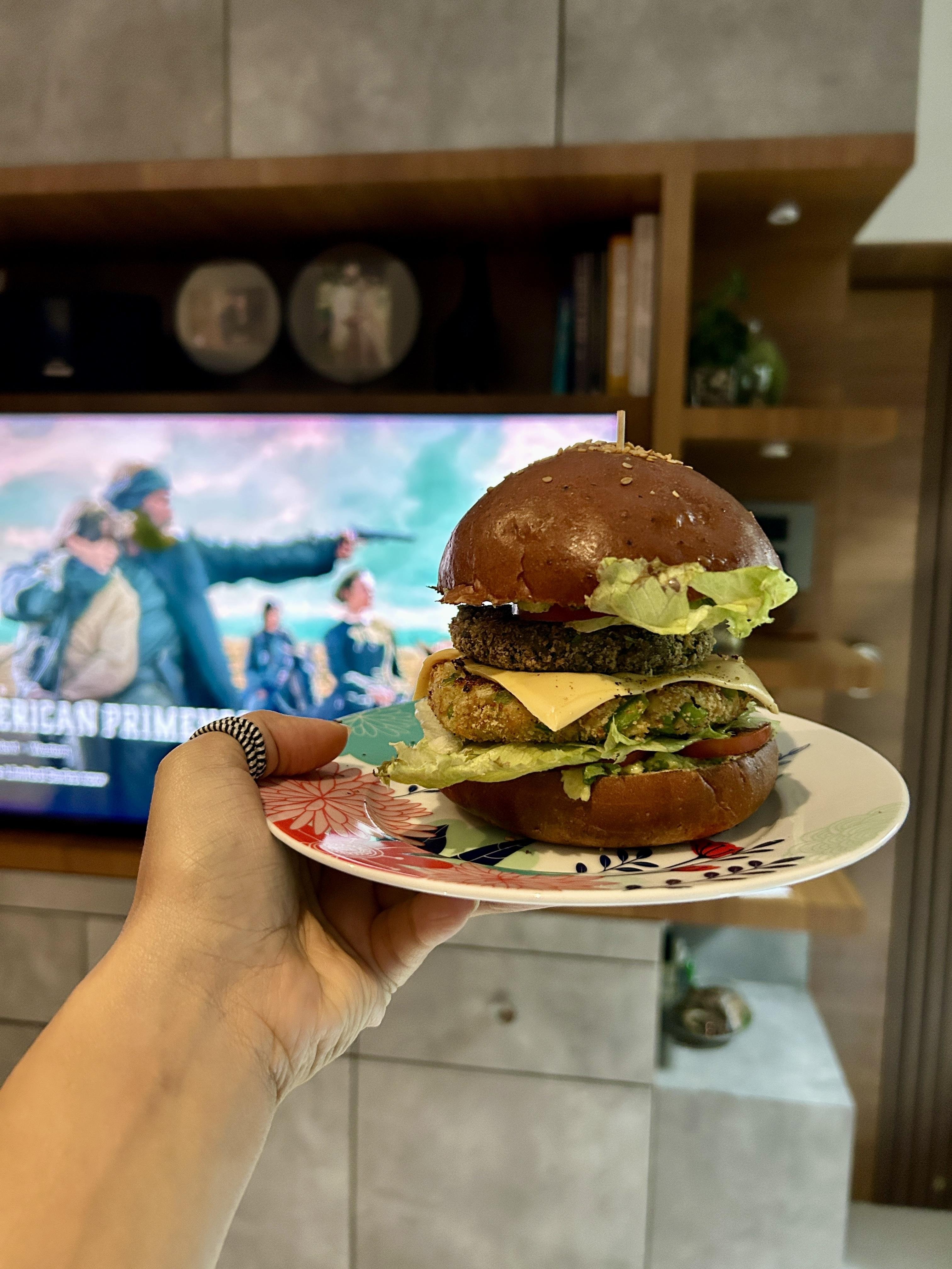 Mushroom millet Patty Burger with Avocado Mayo - student project