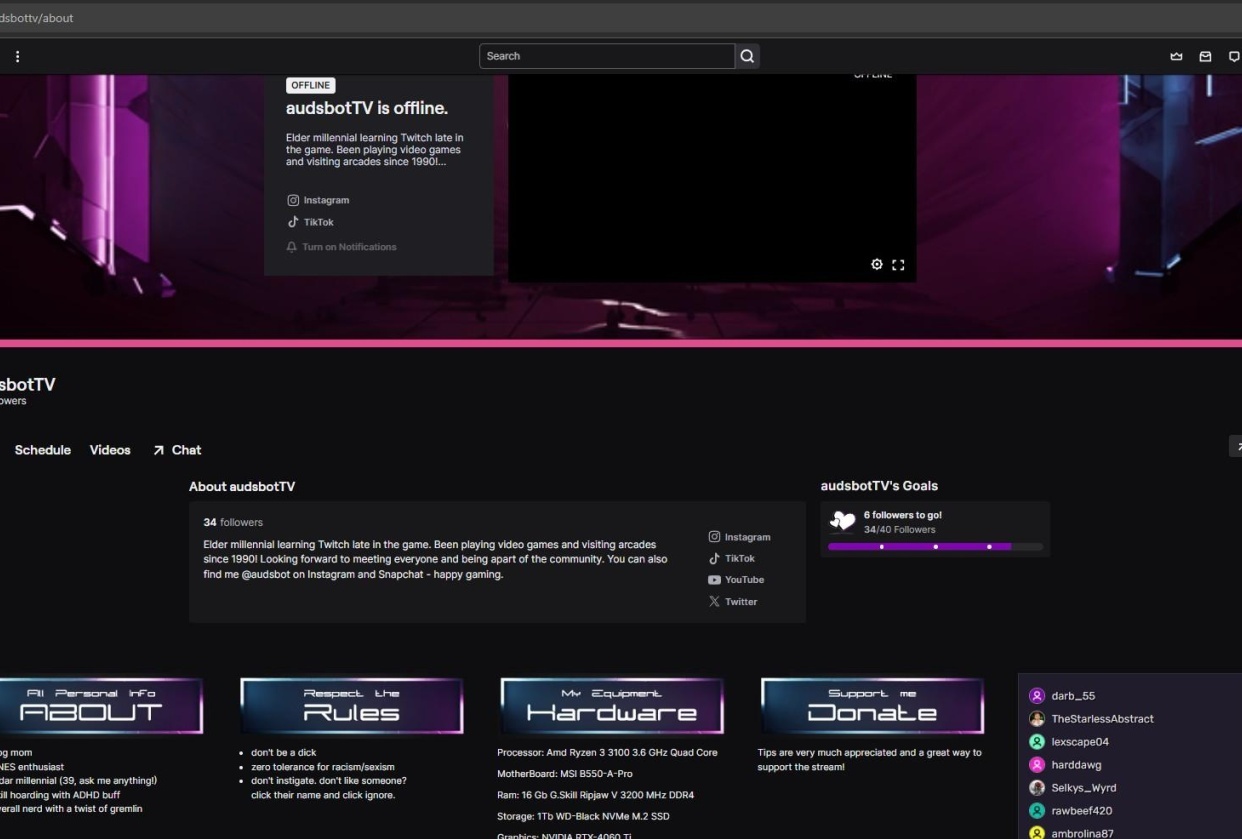 Twitch Profile - student project