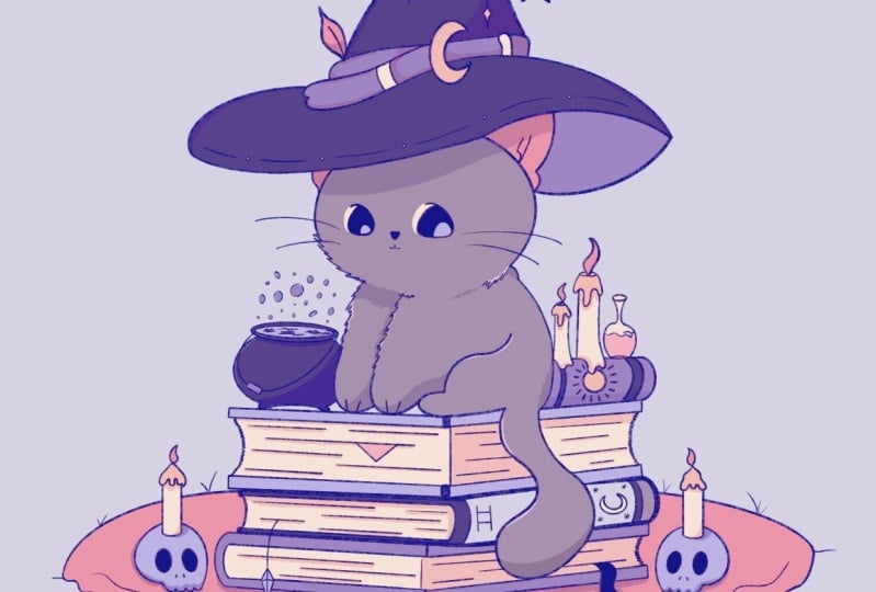 Kawaii Kitty Witch - altered color