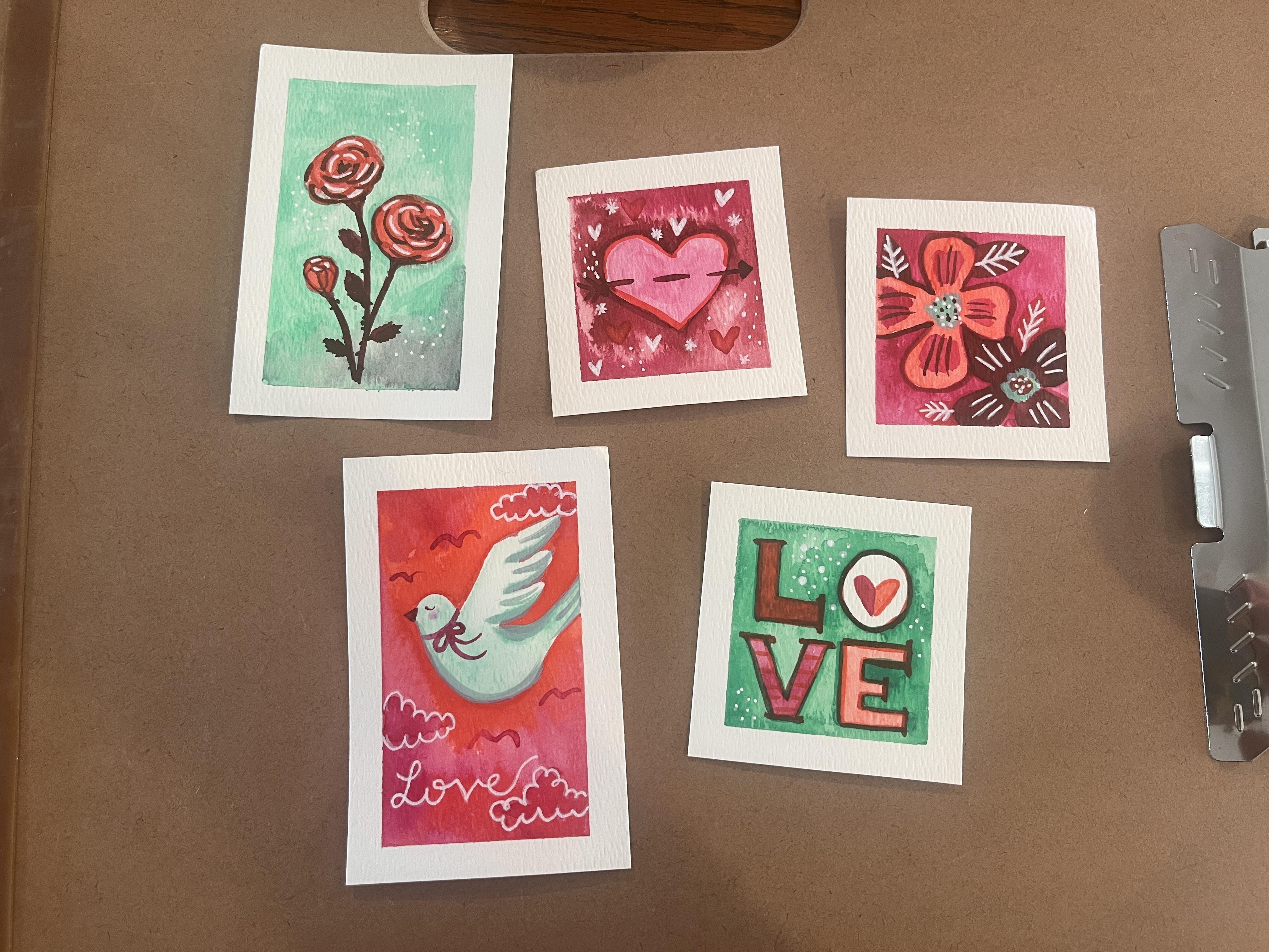 Watercolor Stamp Paintings - student project