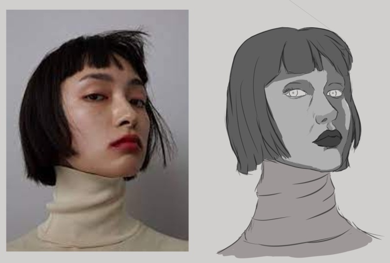Drawing heads with krita