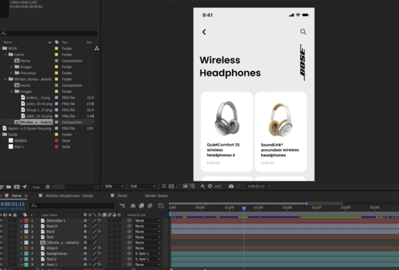 UI animation in after effects