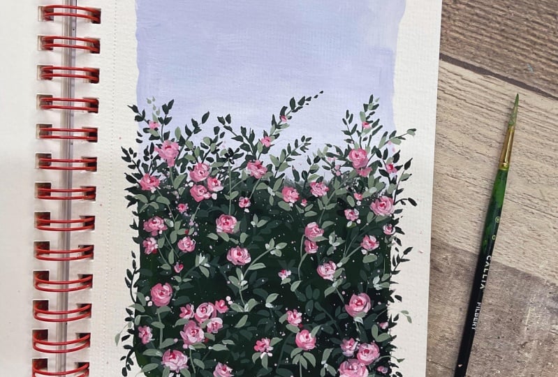 Gouache rose garden