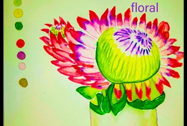 Tropical floral in loose watercolor