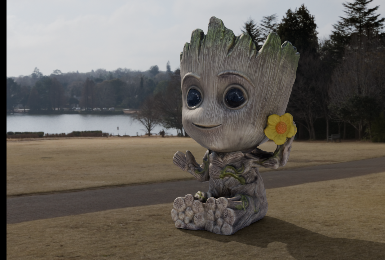 Groot on camera tracked footage - student project
