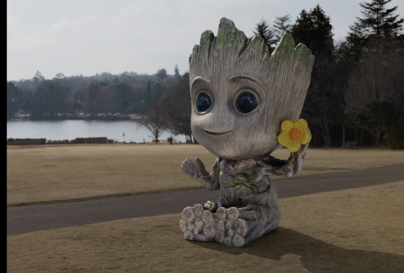 Groot on camera tracked footage