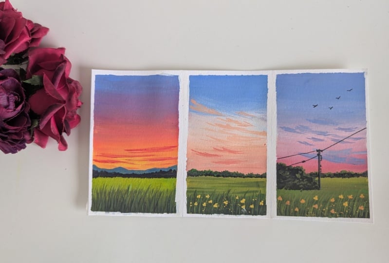 Discover Gouache - Learn to Paint Dreamy Sunsets and Meadows