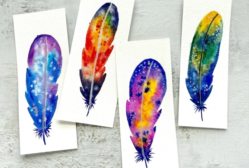 “Watercolor Feathers” Class by Viddhi Saschit