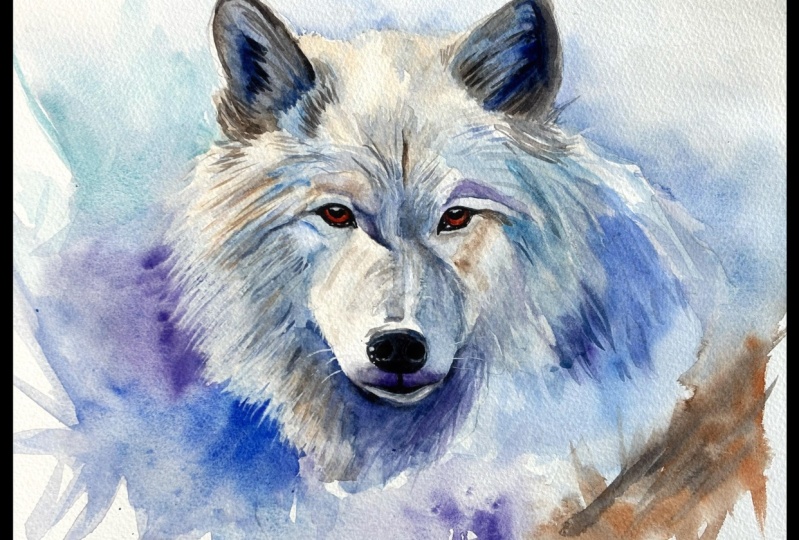 Ghost Watercolor Wolf