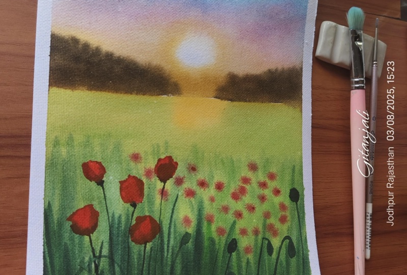 Spring poppy field