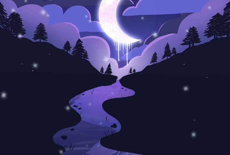 Nighttime river
