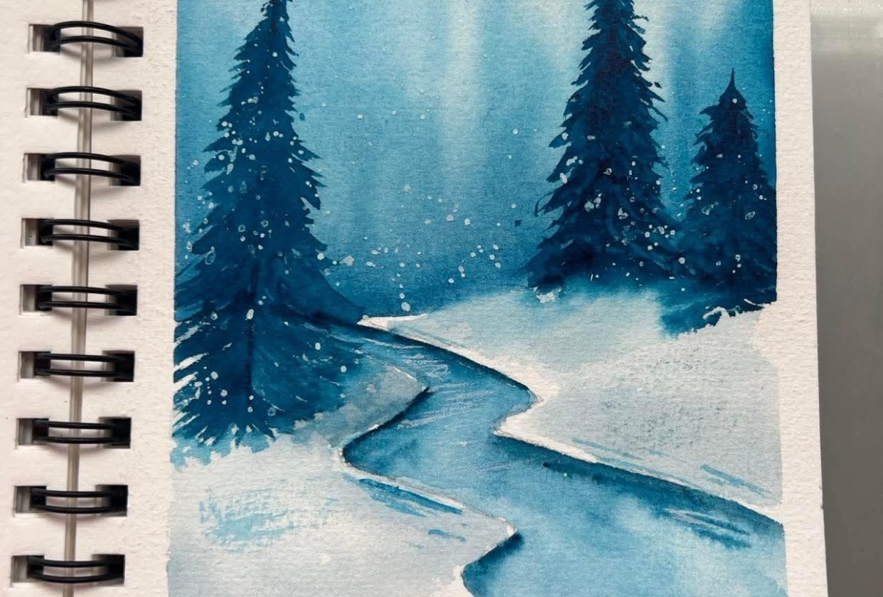 Snowy moonlit landscapes - student project