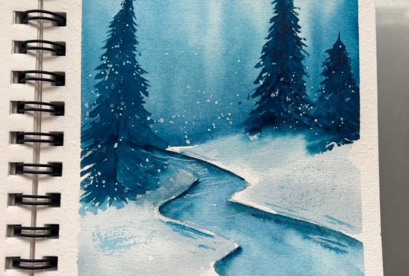 Snowy moonlit landscapes