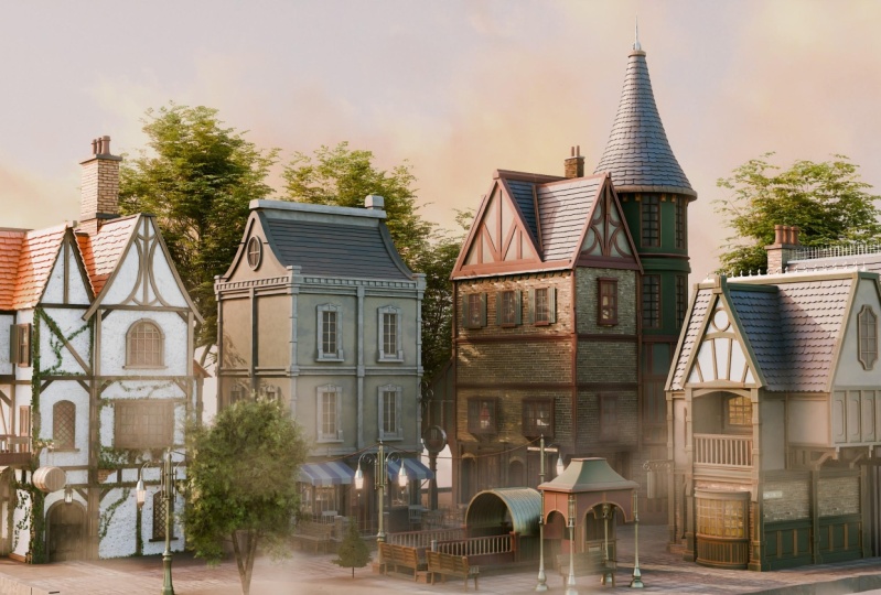 Victorian Village Scene
