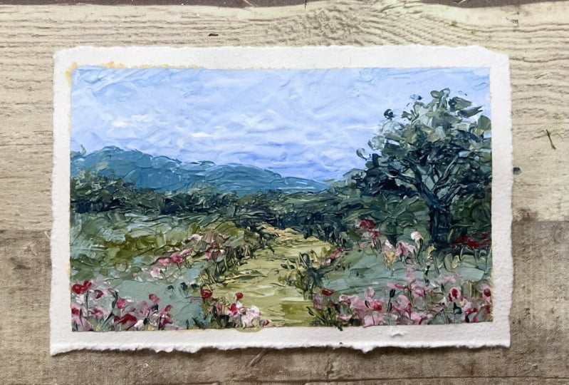 Acrylic field with pallet knife.