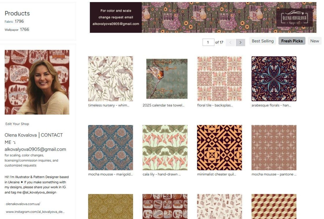 Spoonflower Shop - student project