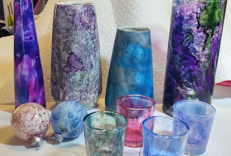 Alcohol Ink Plastic Wrap Technique