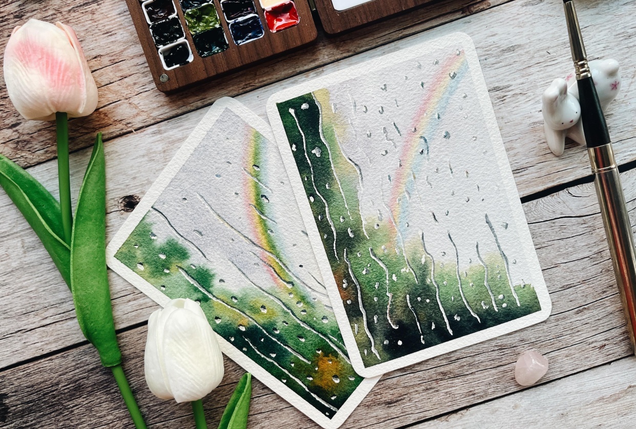 My 10-minute Watercolor Rain - student project